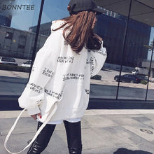 Load image into Gallery viewer, Hoodies Women Hooded Long Letter Printed Solid Loose Womens Hoodie Korean Style Ladies Leisure Harajuku All-match Simple Trendy