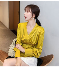 Load image into Gallery viewer, Korean Fashion Silk Women Blouses Satin Womens Tops and Blouses Ladies Tops Plus Size Office Lady Blusas Femininas Elegante