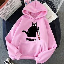 Load image into Gallery viewer, Fashion2019 Autumn Winter Fleece Women's Sportswear Harajuku Print Funny CAT WHAT Hip Hop Clothing Streetwear Hoodies Sweatshirt