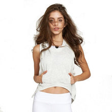 Load image into Gallery viewer, Women Sports Tops Goddess High Low Vest Loose Grey Heather Running Vest Show Slim Hollow Sports Top Casual Women Loose T Shirts