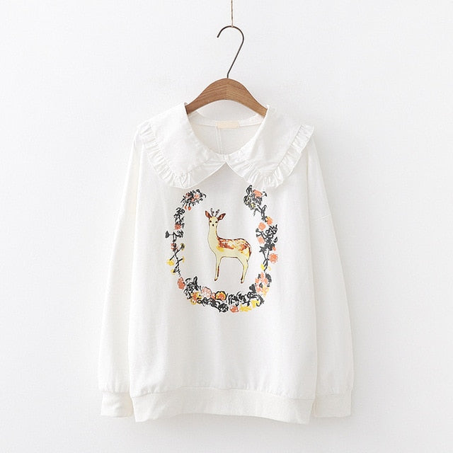 Merry Pretty Women Sweet Hoodies  Autumn Winter Long Sleeve Harajuku Sweatshirts  Dear Printed Christmas Hoodies Pullovers