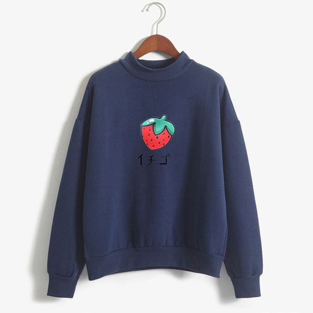 Japan Sweet Style Strawberry Graphic Sweatshirt and Pullover Women Spring Korea Fashion Loose Women Kpop Sweatshirt Tops Tumblr