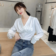 Load image into Gallery viewer, Korean Fashion Silk Women Blouses Satin Womens Tops and Blouses Ladies Tops Plus Size Office Lady Blusas Femininas Elegante

