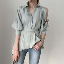 Load image into Gallery viewer, Alien Kitty Female Sweet Off Shoulders Sexy 2020 High Quality Solid Chic Elegant Vintage Loose Fashion All-Match Casual Shirts
