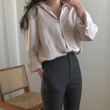 Load image into Gallery viewer, HziriP High Quality Minimalist Satin Solid 2020 Chic Streetwear Office Lady All-Match Vintage Loose Leisure Slim Casual Shirts
