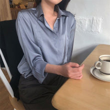 Load image into Gallery viewer, HziriP High Quality Minimalist Satin Solid 2020 Chic Streetwear Office Lady All-Match Vintage Loose Leisure Slim Casual Shirts
